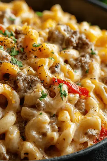 High-Protein Creamy Philly Cheesesteak Mac & Cheese