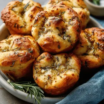 Easy Garlic Rosemary Focaccia Muffins
