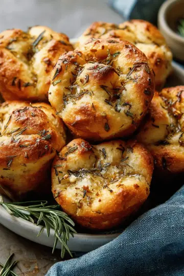 Easy Garlic Rosemary Focaccia Muffins