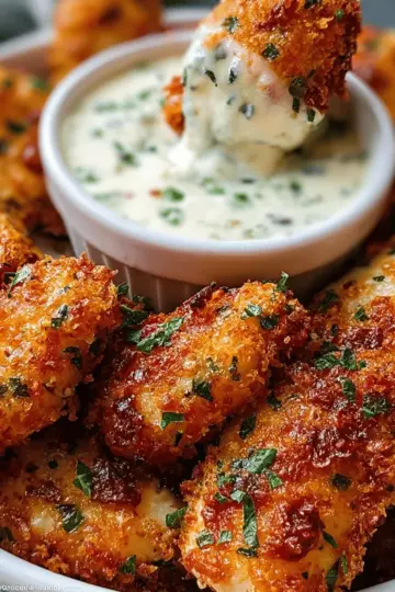 Cheesy Jalapeño Ranch Chicken Poppers with a Creamy Dip