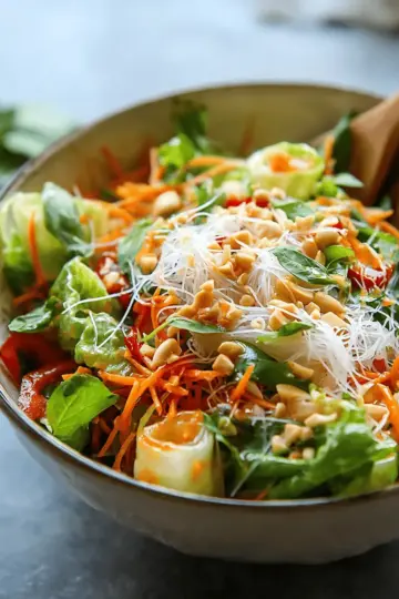 Spring Roll Salad with Spicy Ginger Dressing