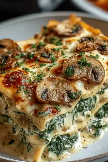 Creamy Spinach Mushroom Lasagna