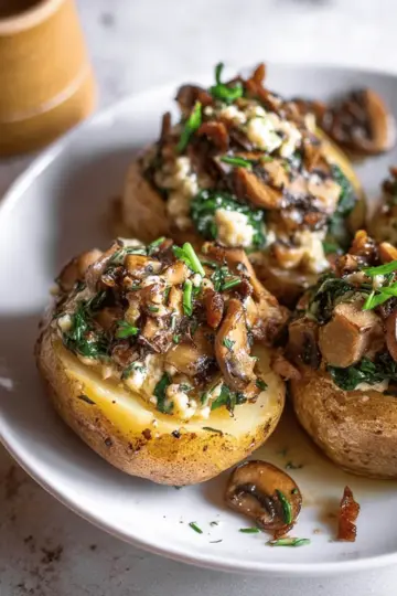 THE ULTIMATE STUFFED BAKED POTATOES WITH MUSHROOMS