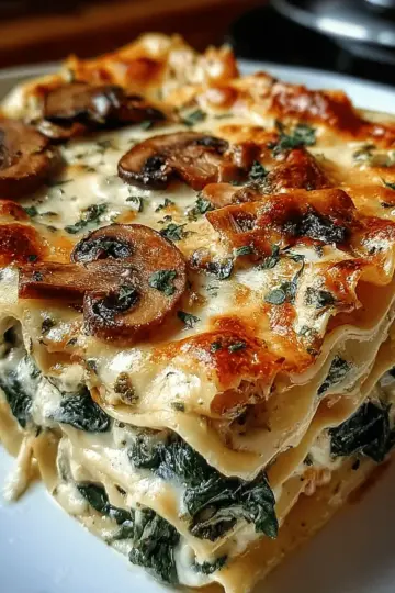 Creamy Spinach Mushroom Lasagna