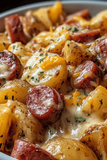 Cheesy Ranch Potatoes and Smoked Sausage