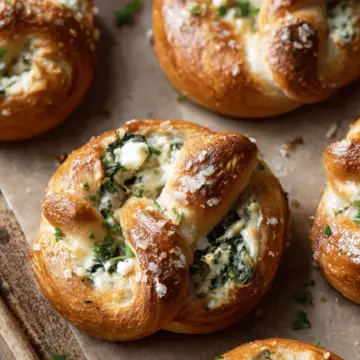 Spinach Artichoke Stuffed Pretzels