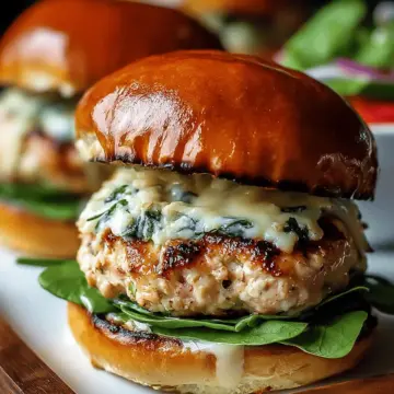 White Cheddar Spinach Chicken Burgers