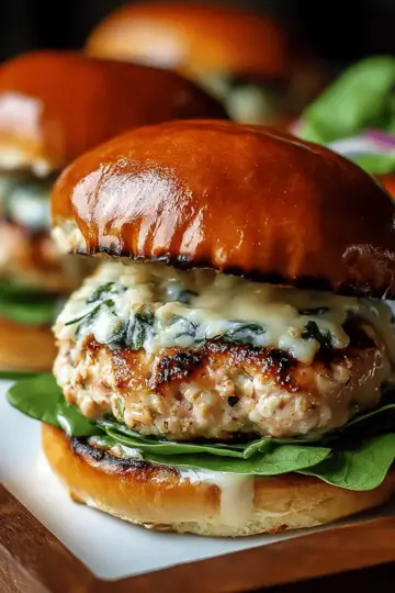 White Cheddar Spinach Chicken Burgers