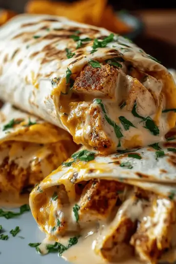 Cheesy Garlic Chicken Wraps