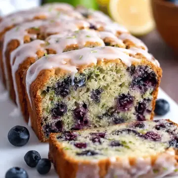 Moist Blueberry Zucchini Bread with a Lemon Glaze