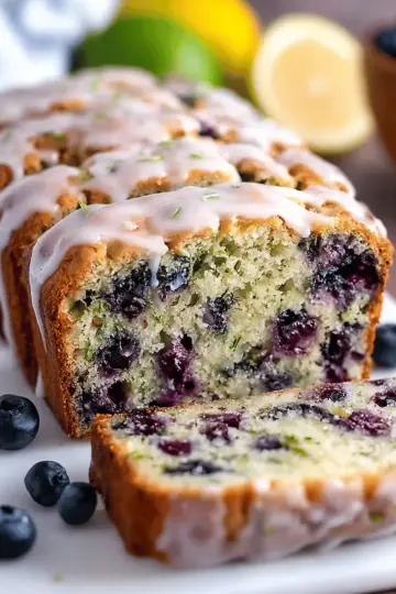Moist Blueberry Zucchini Bread with a Lemon Glaze