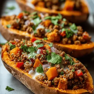 Ground Turkey Stuffed Sweet Potatoes