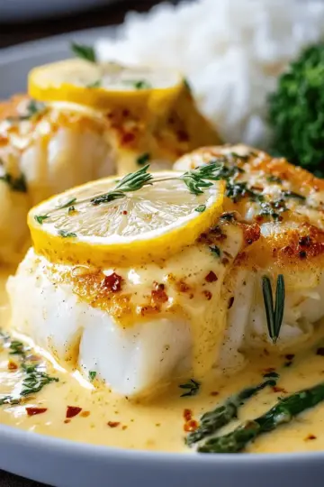 Baked Cod in Coconut Lemon Cream Sauce