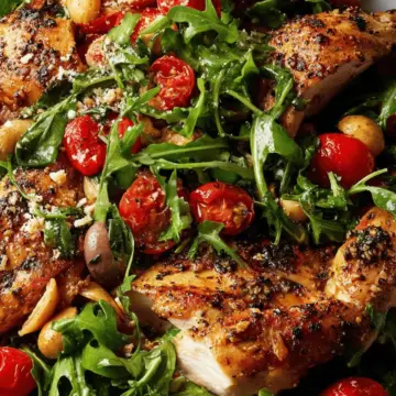 Grilled Chicken with Arugula, Kalamatas and Tomatoes