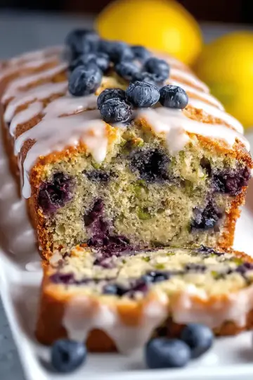 Moist Blueberry Zucchini Bread with a Lemon Glaze