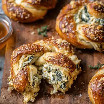 Spinach and Artichoke Stuffed Soft Pretzels