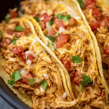 Slow Cooker Queso Chicken Tacos