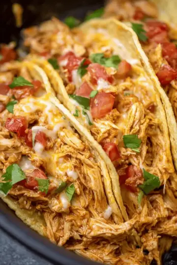 Slow Cooker Queso Chicken Tacos