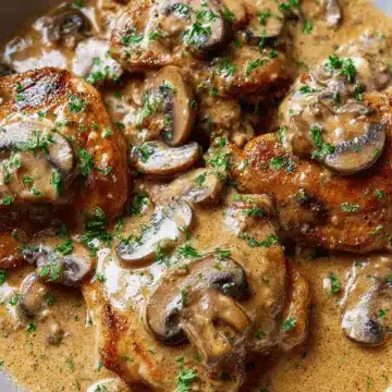 Chicken Thighs With Creamy Mushroom Garlic Sauce