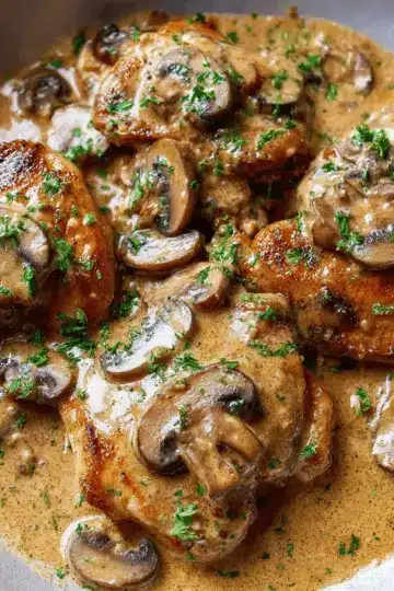 Chicken Thighs With Creamy Mushroom Garlic Sauce