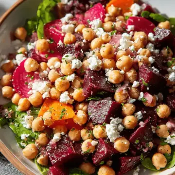 Chickpea, Beet & Feta Salad with Lemon-Garlic Vinaigrette