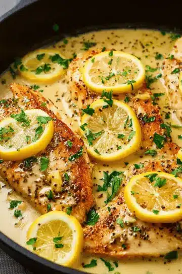Easy, Creamy Lemon Garlic Skillet Chicken