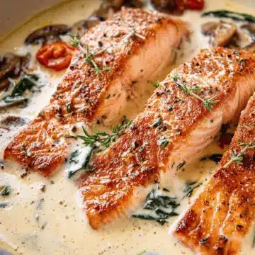 Tuscan Salmon with Parmesan Cream Sauce