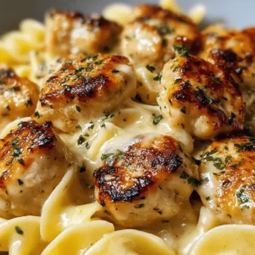 Garlic Butter Chicken Bites with Creamy Parmesan Pasta