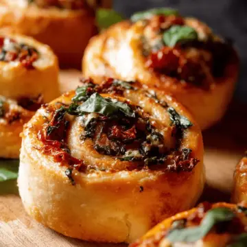 Pizza rolls with basil, sundried tomatoes and garlic butter
