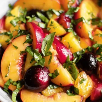 Honey Lime Basil Peach Fruit Salad