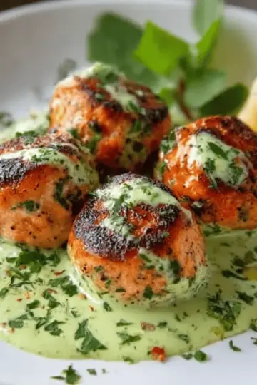 Salmon Balls with Creamy Avocado Sauce