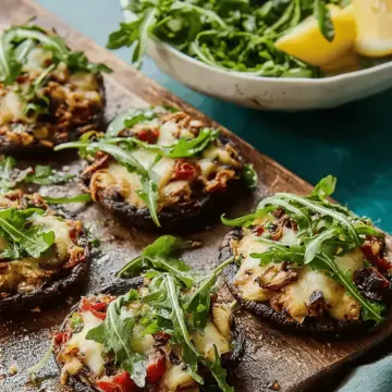 Portobello Mushroom Pizzas with Arugula Salad