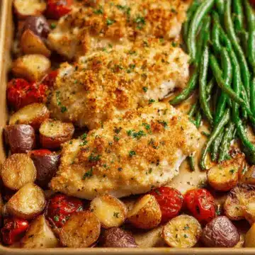 Parmesan Crusted Chicken Sheet Pan Dinner