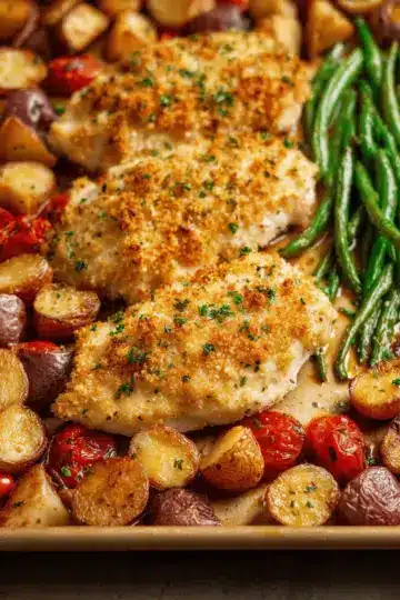 Parmesan Crusted Chicken Sheet Pan Dinner