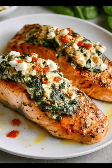 Stuffed Salmon With Spinach & Feta