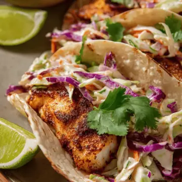 Air Fryer Fish Tacos with Cilantro Lime Slaw