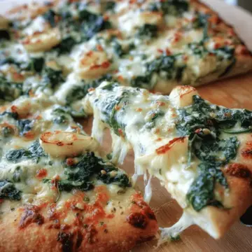 White Pizza with Spinach & Roasted Garlic