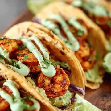 Spicy Shrimp Tacos with Avocado Crema
