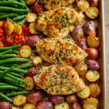 Parmesan Crusted Chicken Sheet Pan Dinner