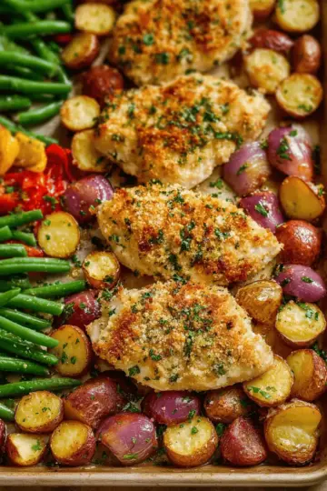 Parmesan Crusted Chicken Sheet Pan Dinner
