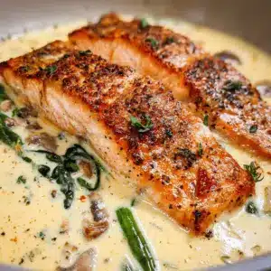 Tuscan Salmon with Parmesan Cream Sauce