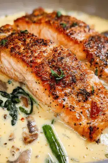 Tuscan Salmon with Parmesan Cream Sauce