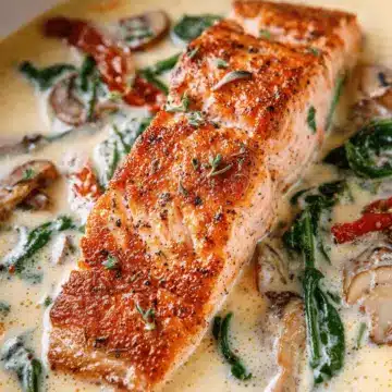 Tuscan Salmon with Parmesan Cream Sauce