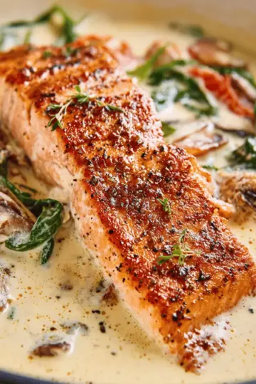 Tuscan Salmon with Parmesan Cream Sauce