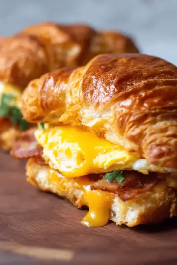 Baked Croissant Breakfast Sandwiches