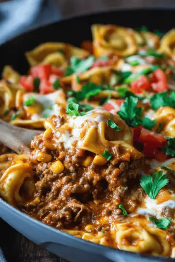 Cheesy Beef Enchilada Tortellini