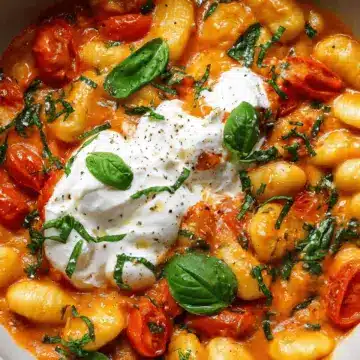 30 Minute Creamy Tomato Gnocchi with Burrata