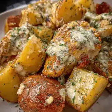 Crockpot Garlic Parmesan Chicken and Potatoes