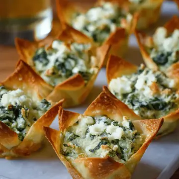 Spinach-Artichoke Dip Wonton Cups