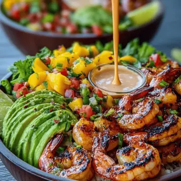 Shrimp and Avocado Bowls with Mango Salsa & Lime-Chili Sauce